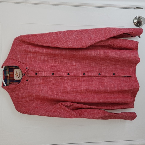 Joe Browns red cotton gauze button down shirt, size large - Picture 2 of 9
